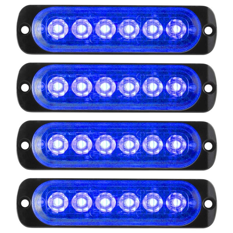 KaiDengZhe4Pcs 6LED Blue Ultra Slim Sync Feature Warning Emergency Beacon Hazard Flash Caution Strobe Light Bar Surface Mount for Car Truck 12-24V - Image 1